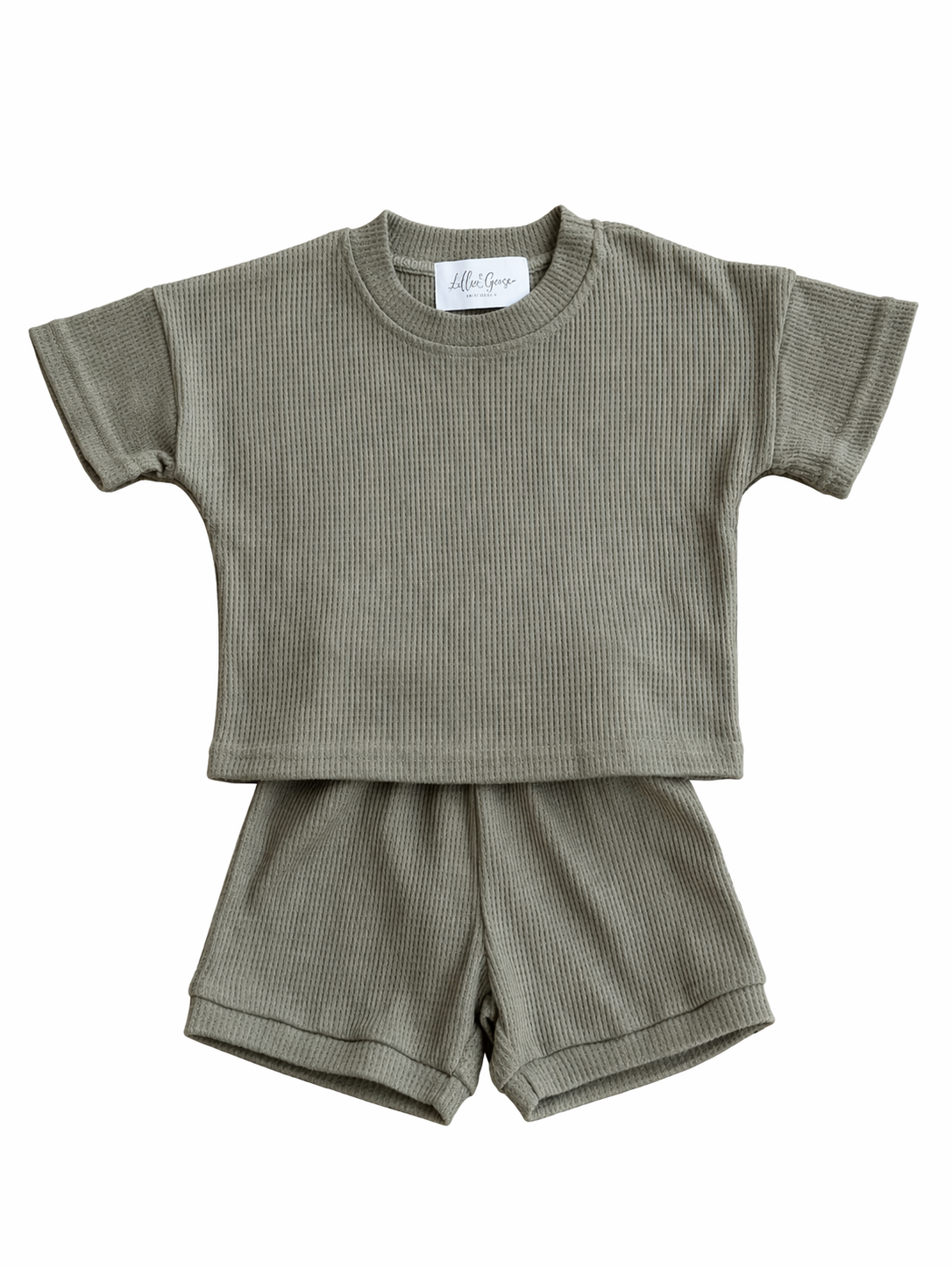 Lillie Organic Waffle Short Set - Sage