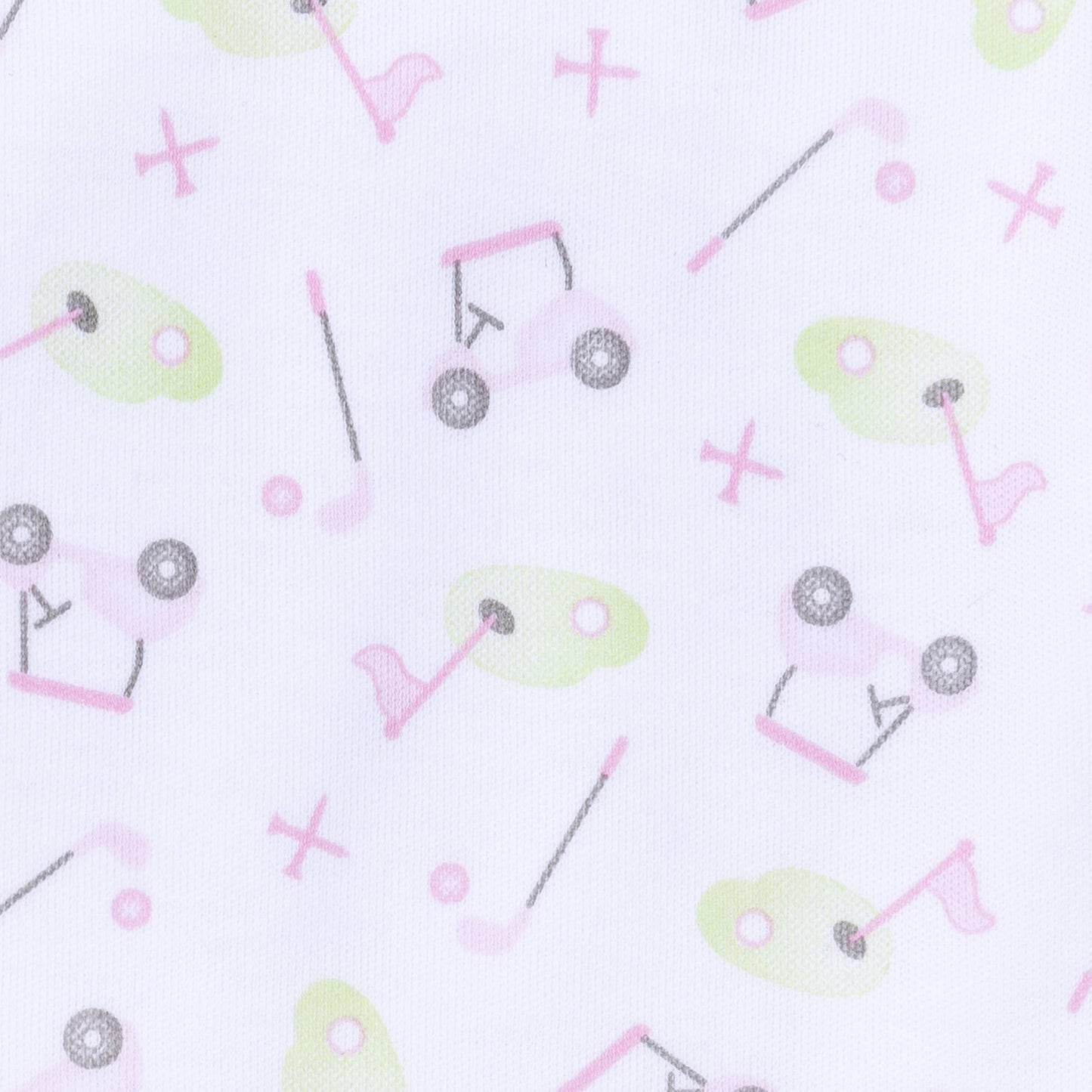Tiny Tee Time Print Zip Footie - Pink