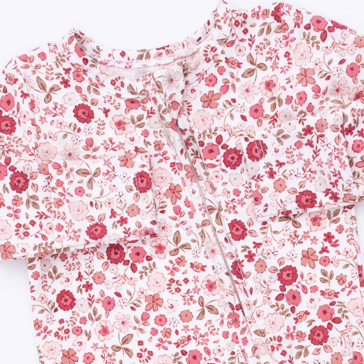 Serene Floral - 2 Way Ruffle Back Zipper Footie