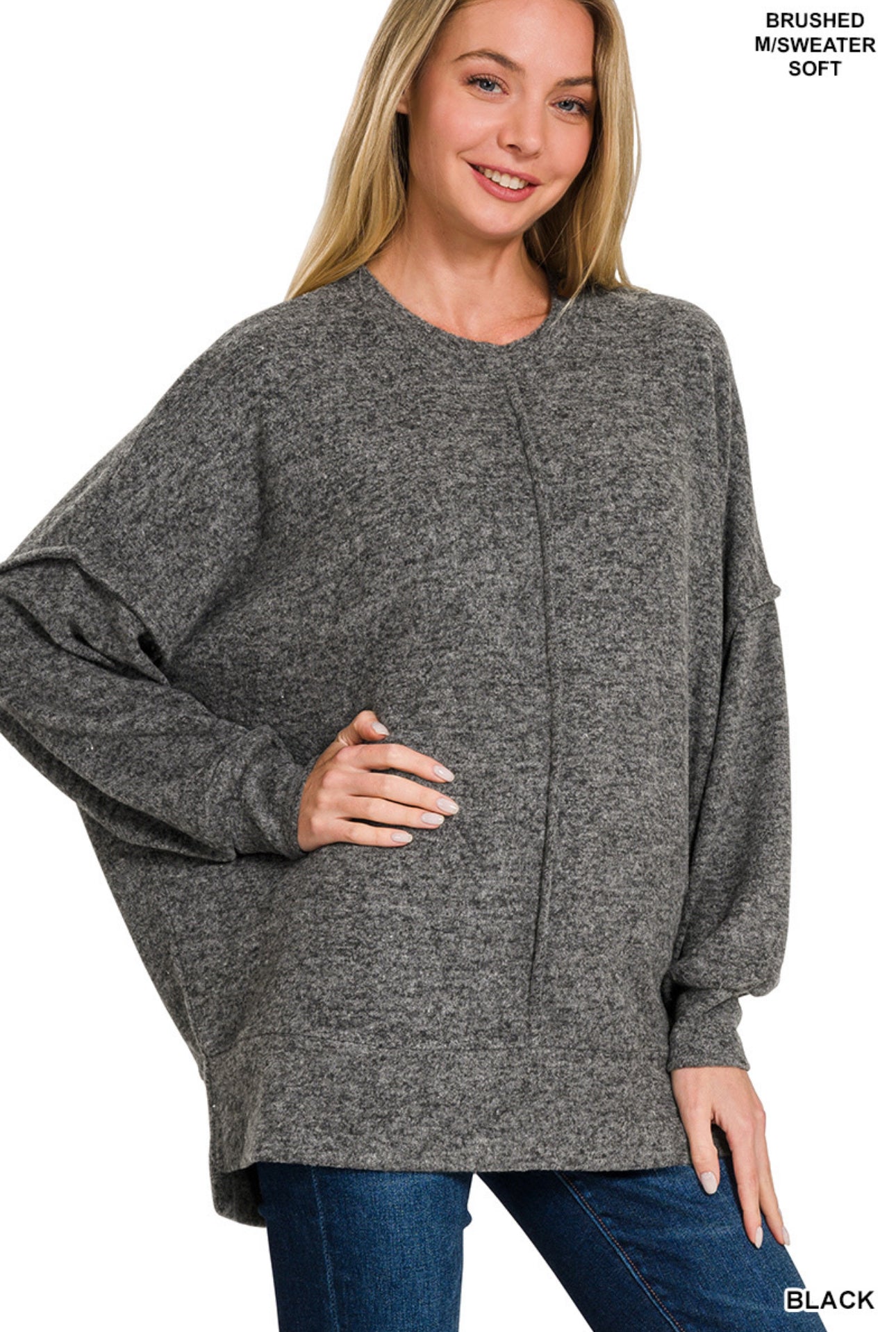 Brushed Melange Hacci Oversized Sweater