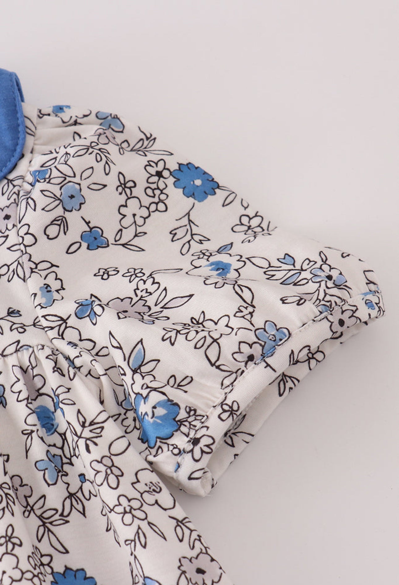 Blue Vintage Floral Print with Ruffle Pants