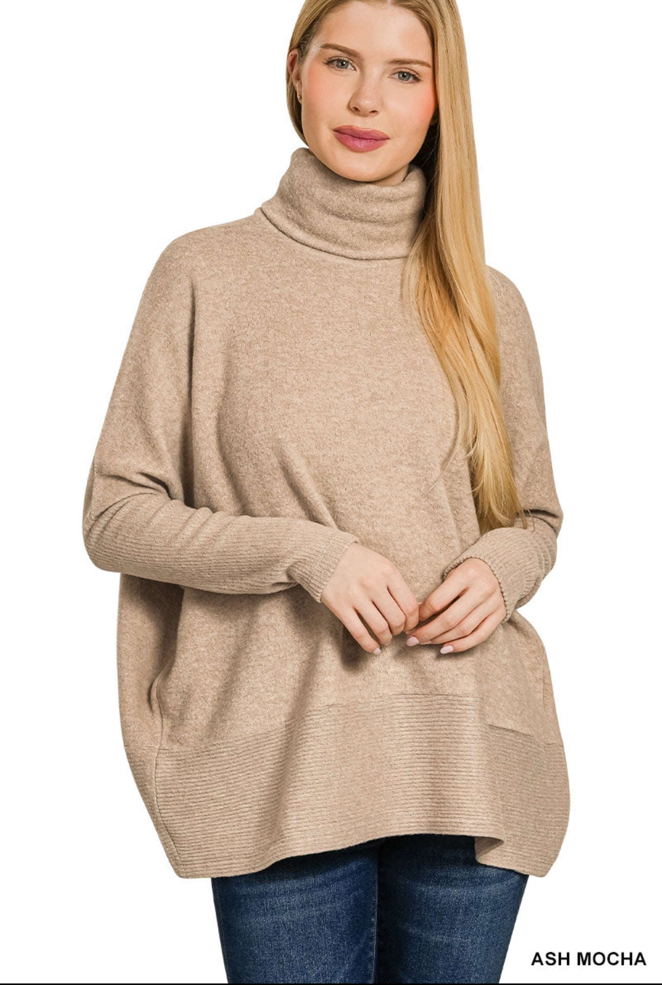 Brushed Melange Hacci Turtleneck Sweater