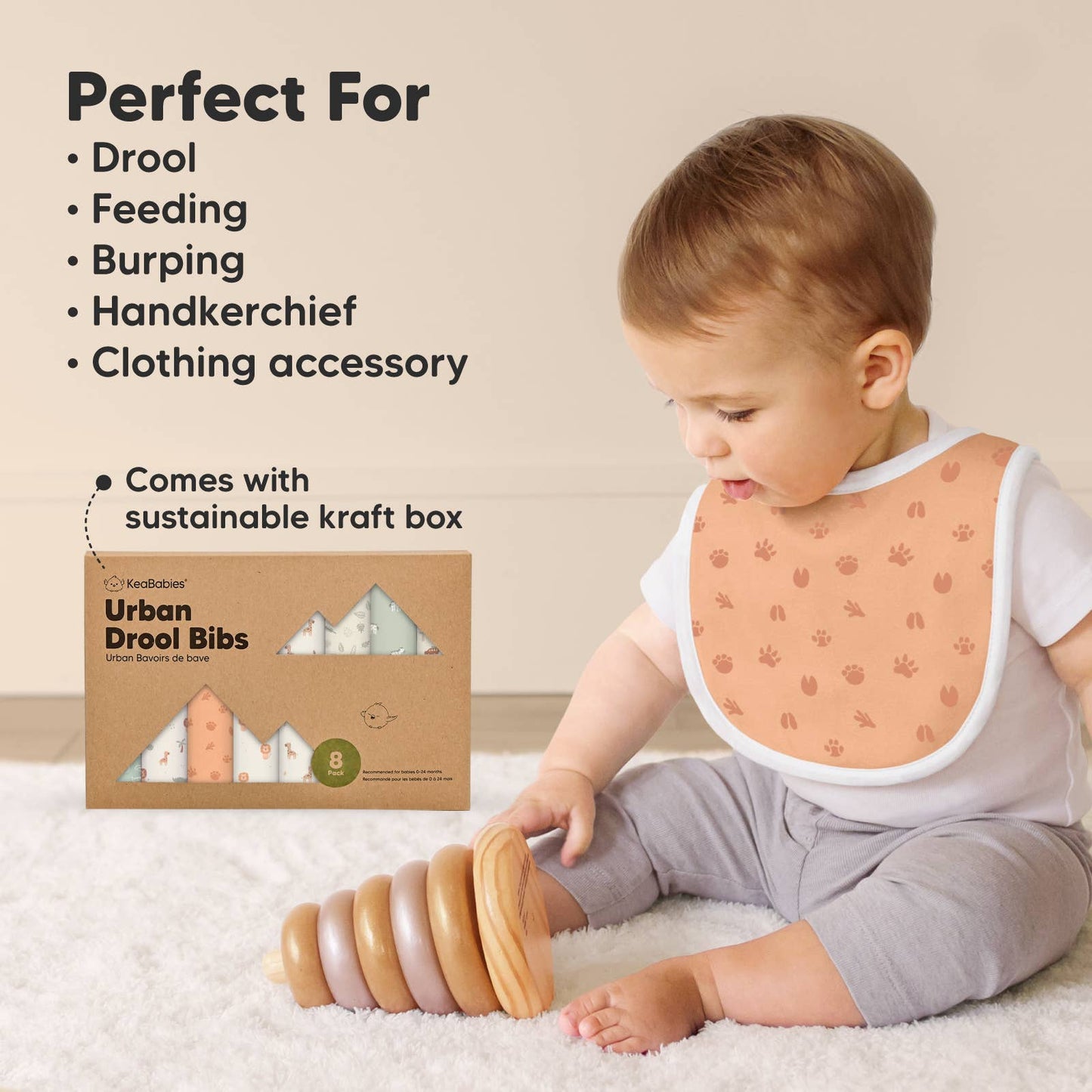 8-pack Urban Drool Bibs for Teething Baby Boys