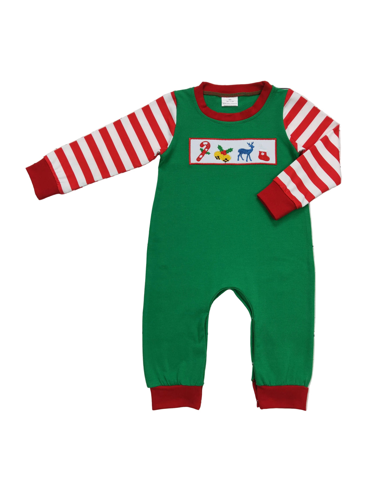 Boy Stripe Appliqué Christmas Romper