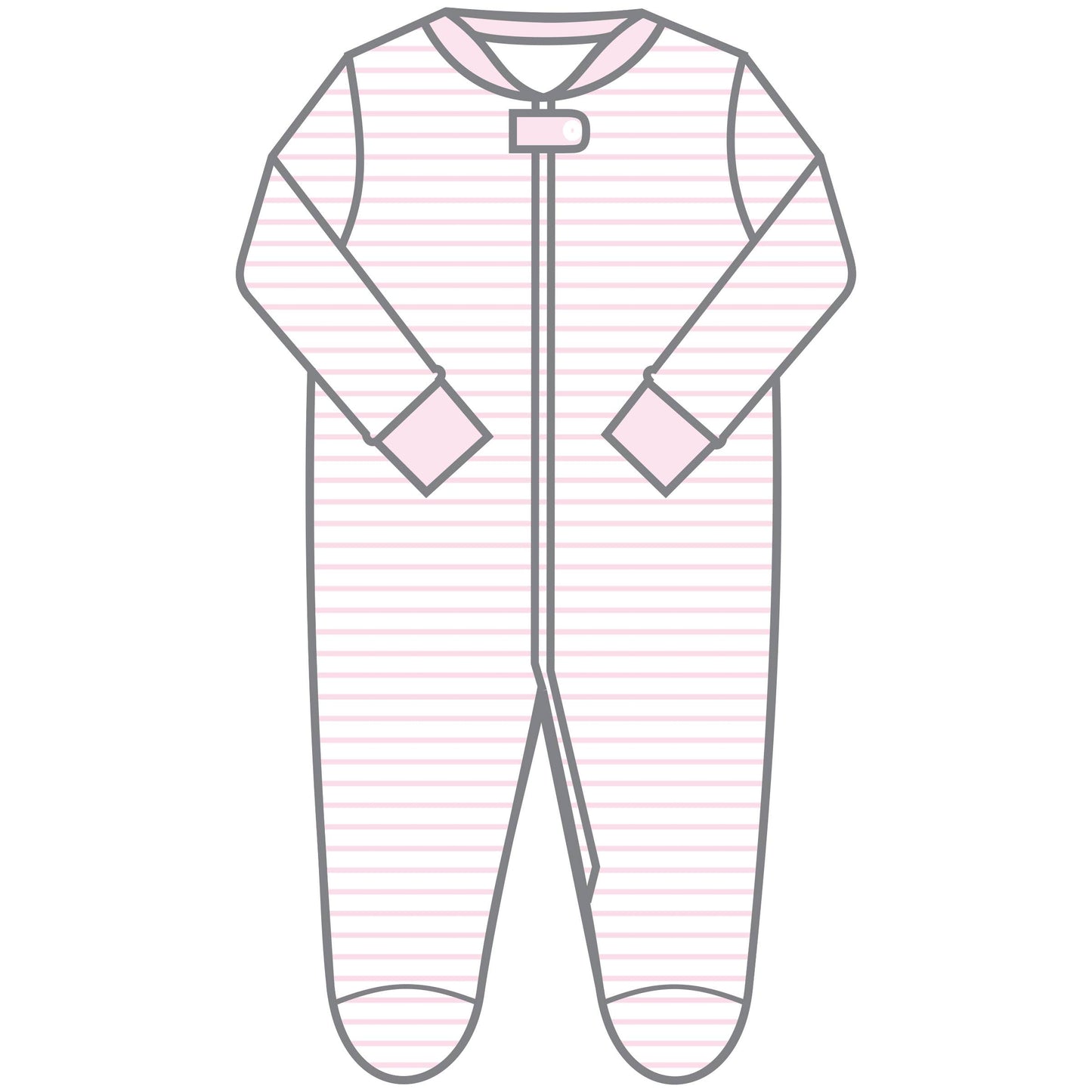 Mini Stripes Zipper Footie - Pink