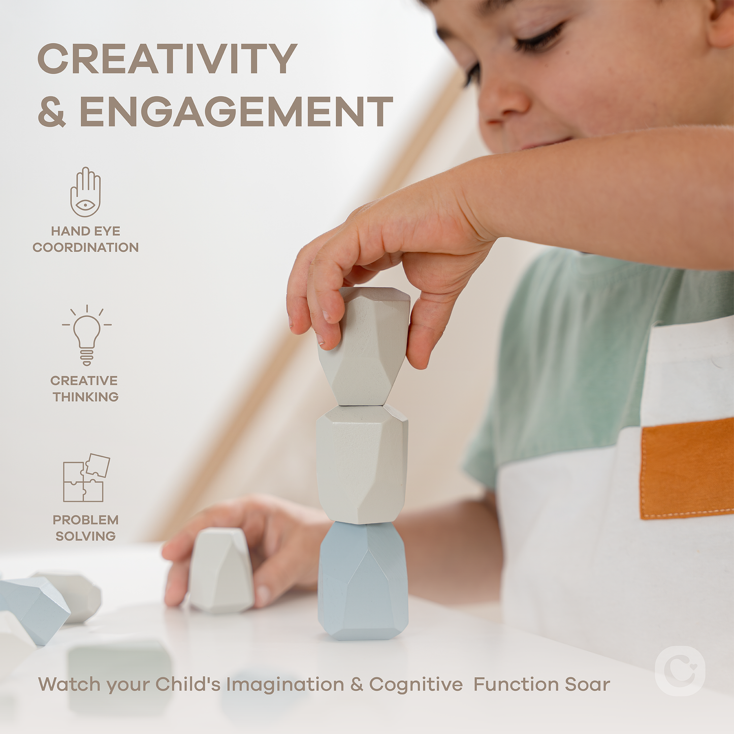 Stacking Blocks for Toddlers by Comfy Cubs in Blue or Pink