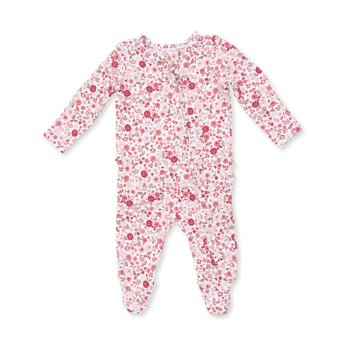 Serene Floral - 2 Way Ruffle Back Zipper Footie