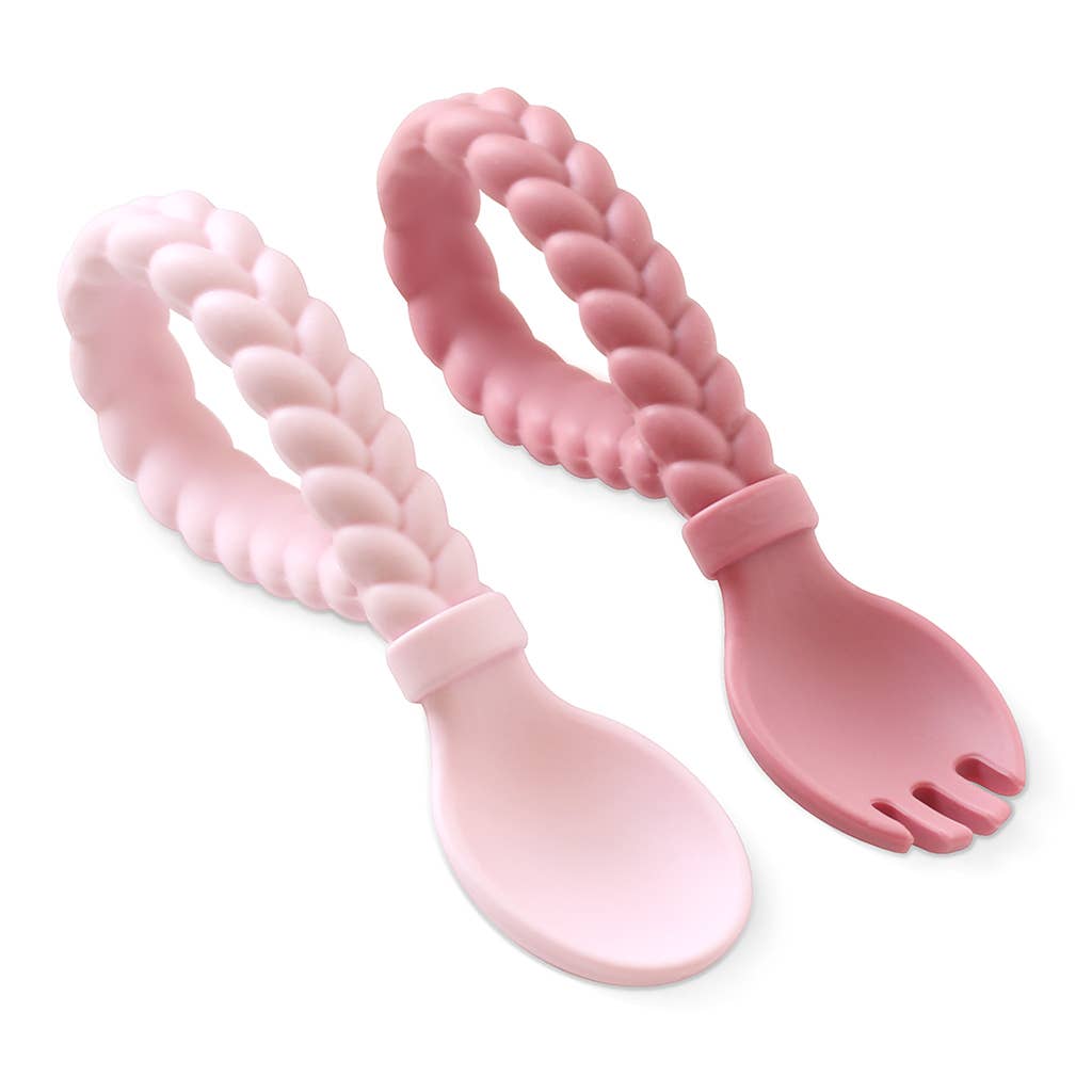 Sweetie Spoons™ Spoon + Fork Set in Blue or Pink