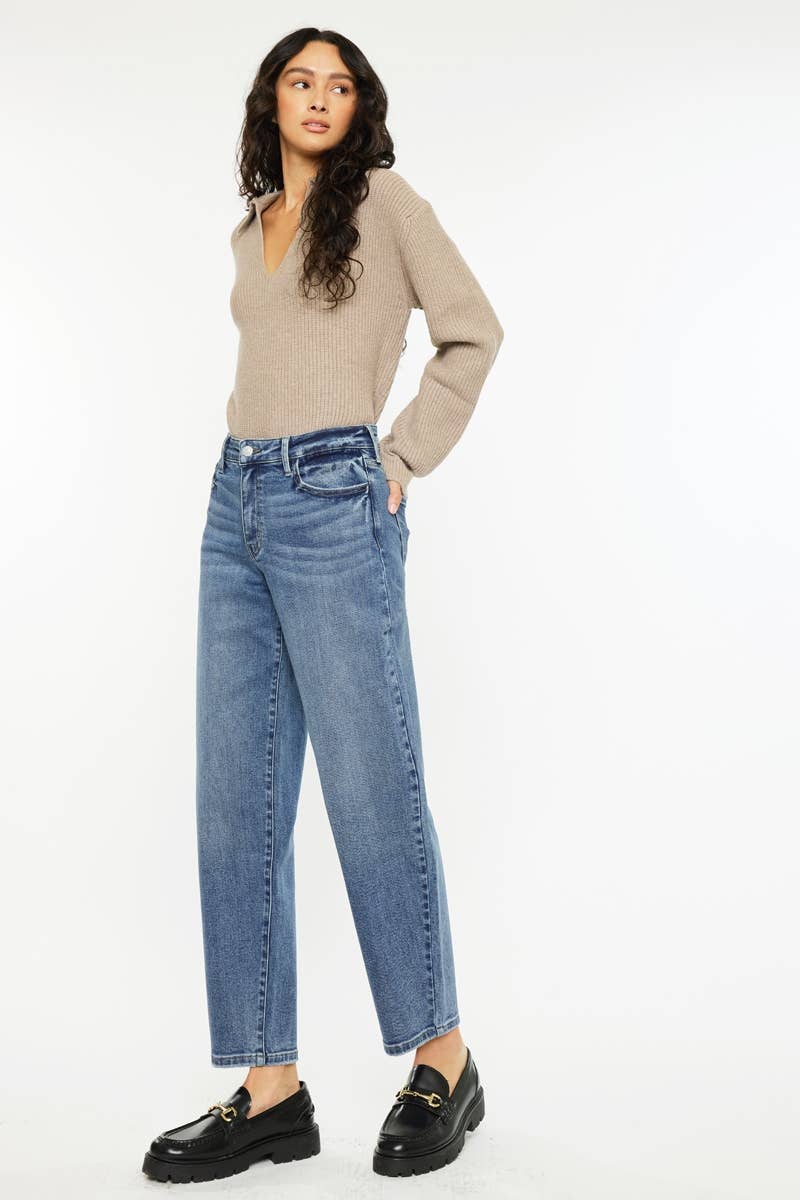 HIGH RISE BARREL FIT JEANS