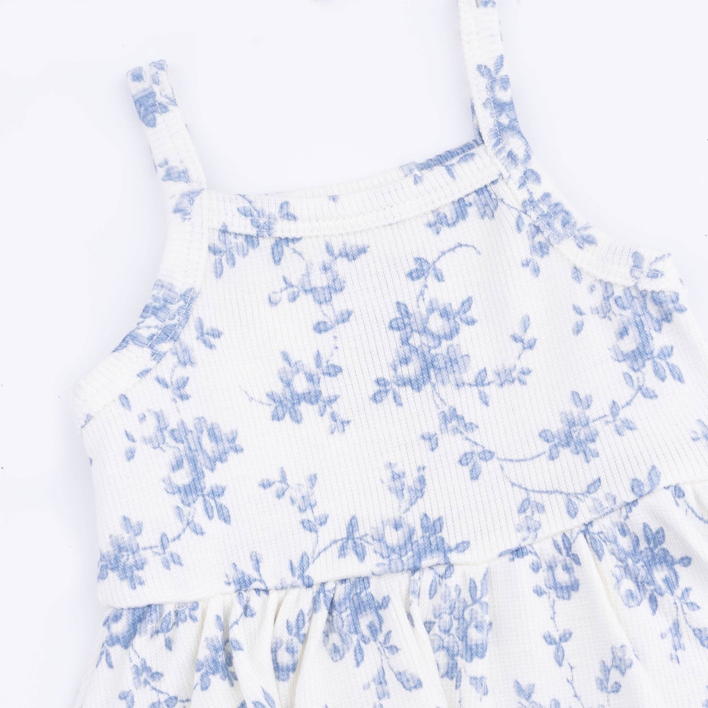 Baby Blue Vines Floral - Peplum Tank and Bike Short Set