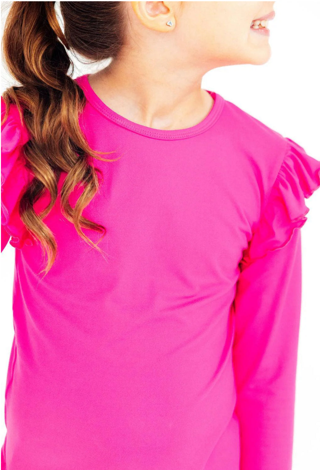 Hot Pink L/S Ruffle Tee