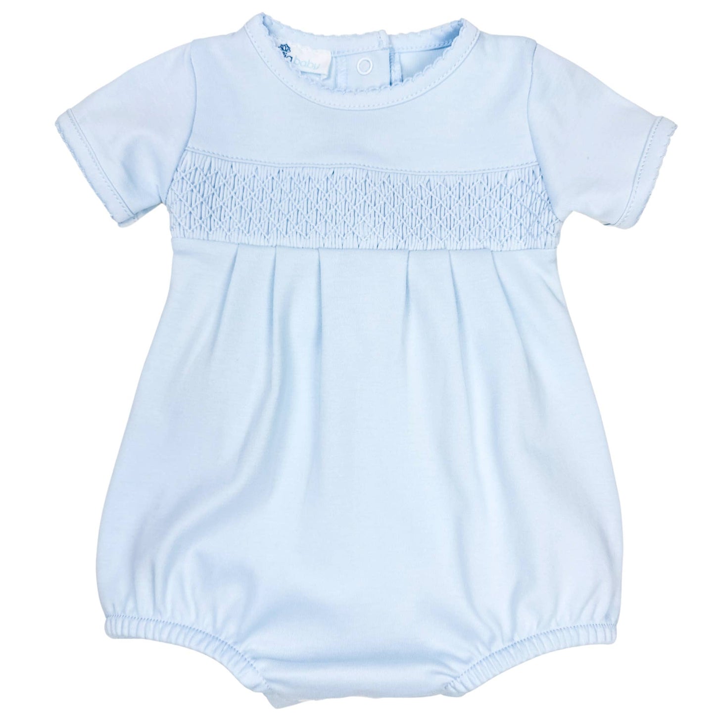 Solid Smocked Bubble - Blue