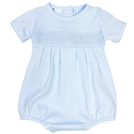 Solid Smocked Bubble - Blue