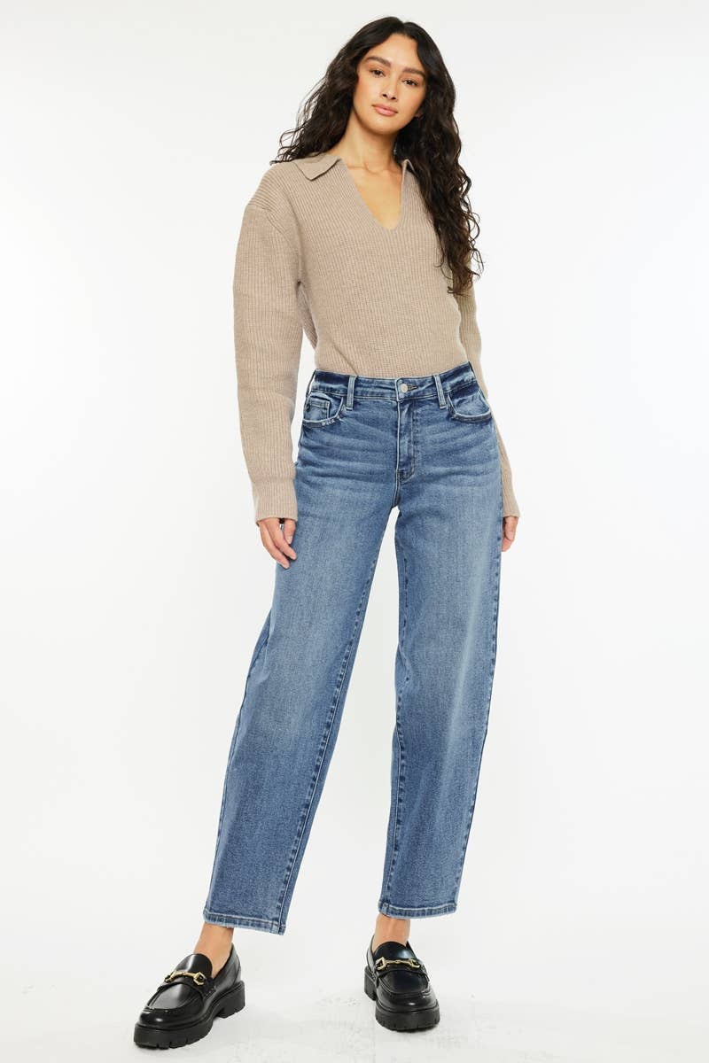 HIGH RISE BARREL FIT JEANS