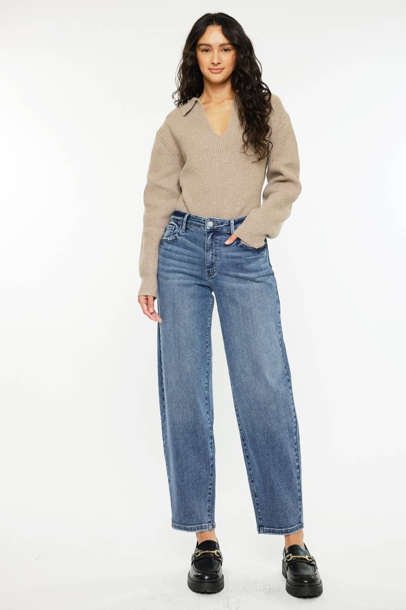 HIGH RISE BARREL FIT JEANS