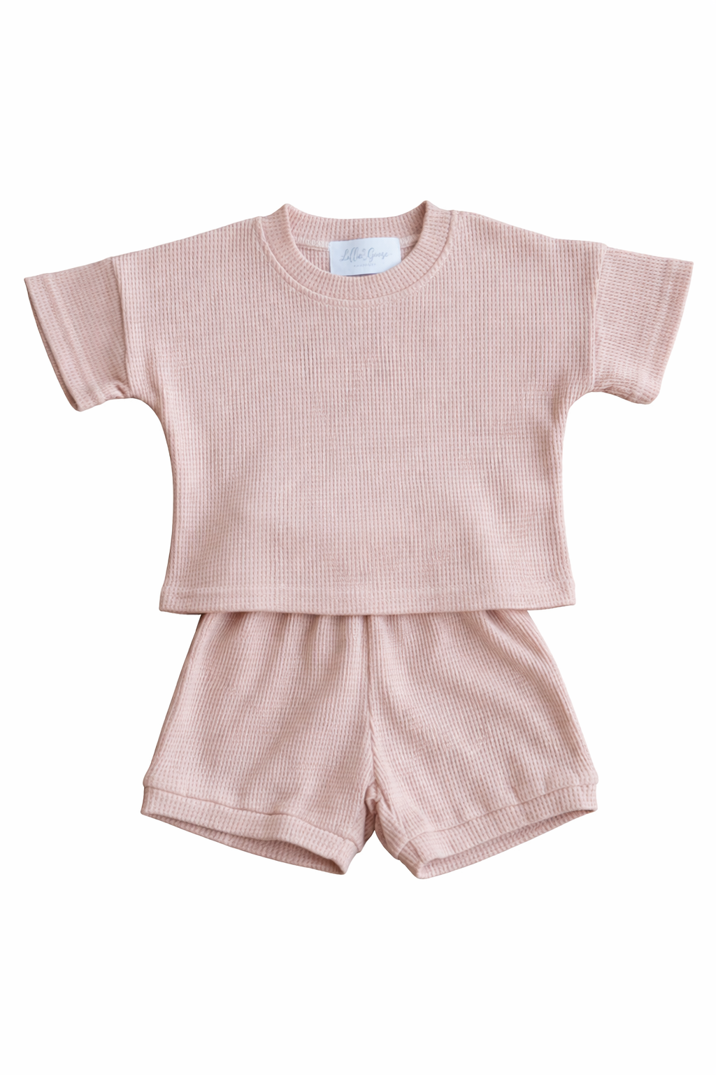 Lillie Organic Waffle Short Set - Blush