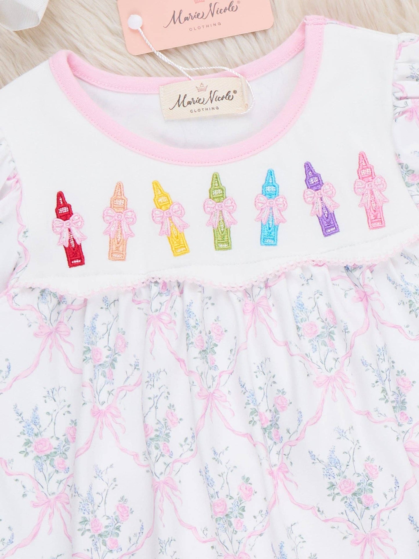 Creative Days Crayon Embroidered Ruffle Outfit