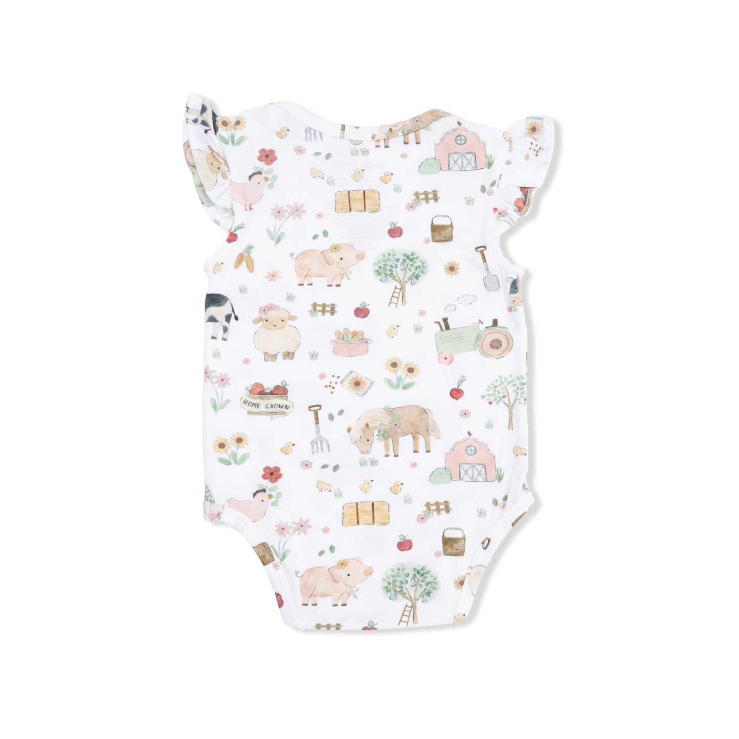 Cute Farm Animals Pink - Ruffle Sleeve Bodysuit