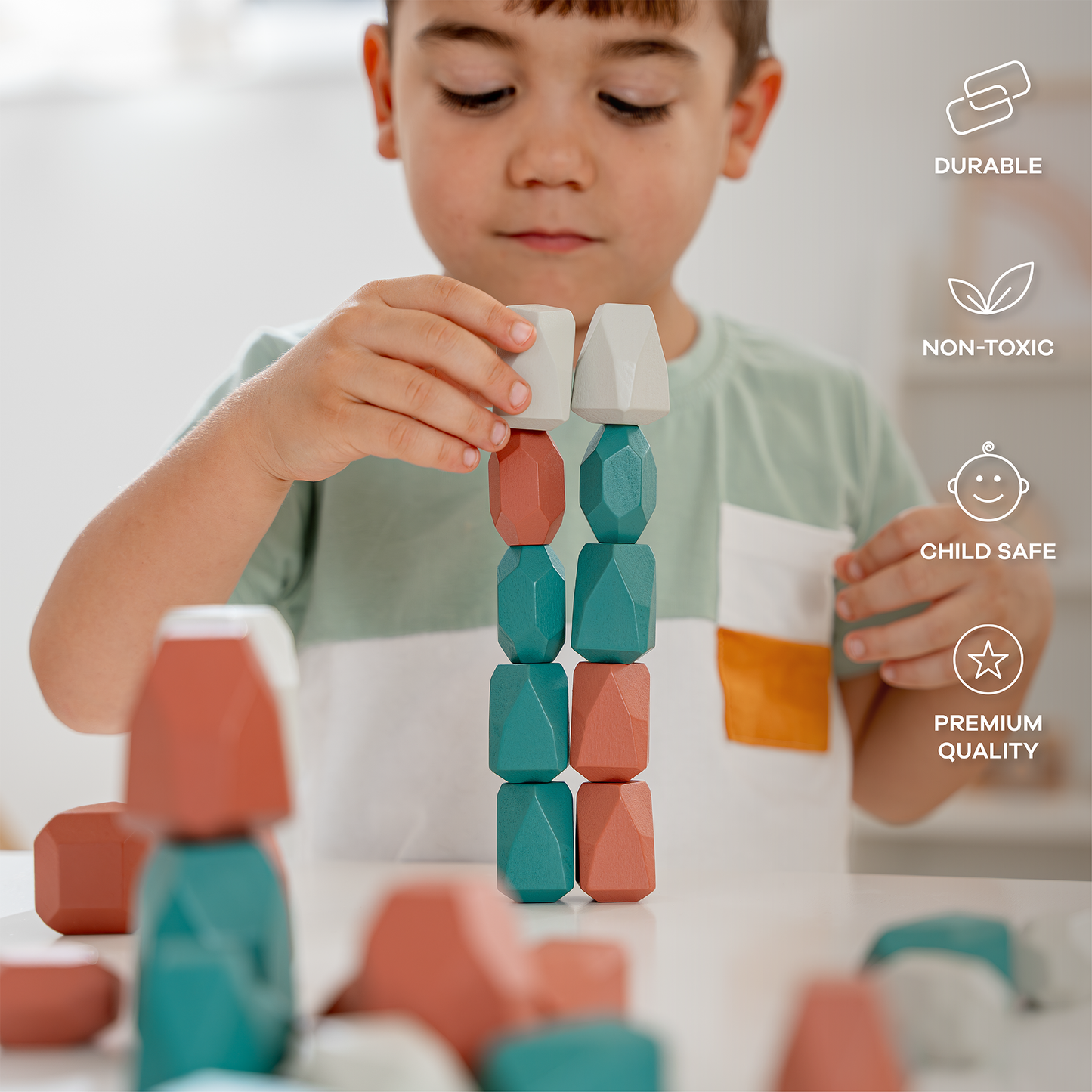 Stacking Blocks for Toddlers by Comfy Cubs in Blue or Pink
