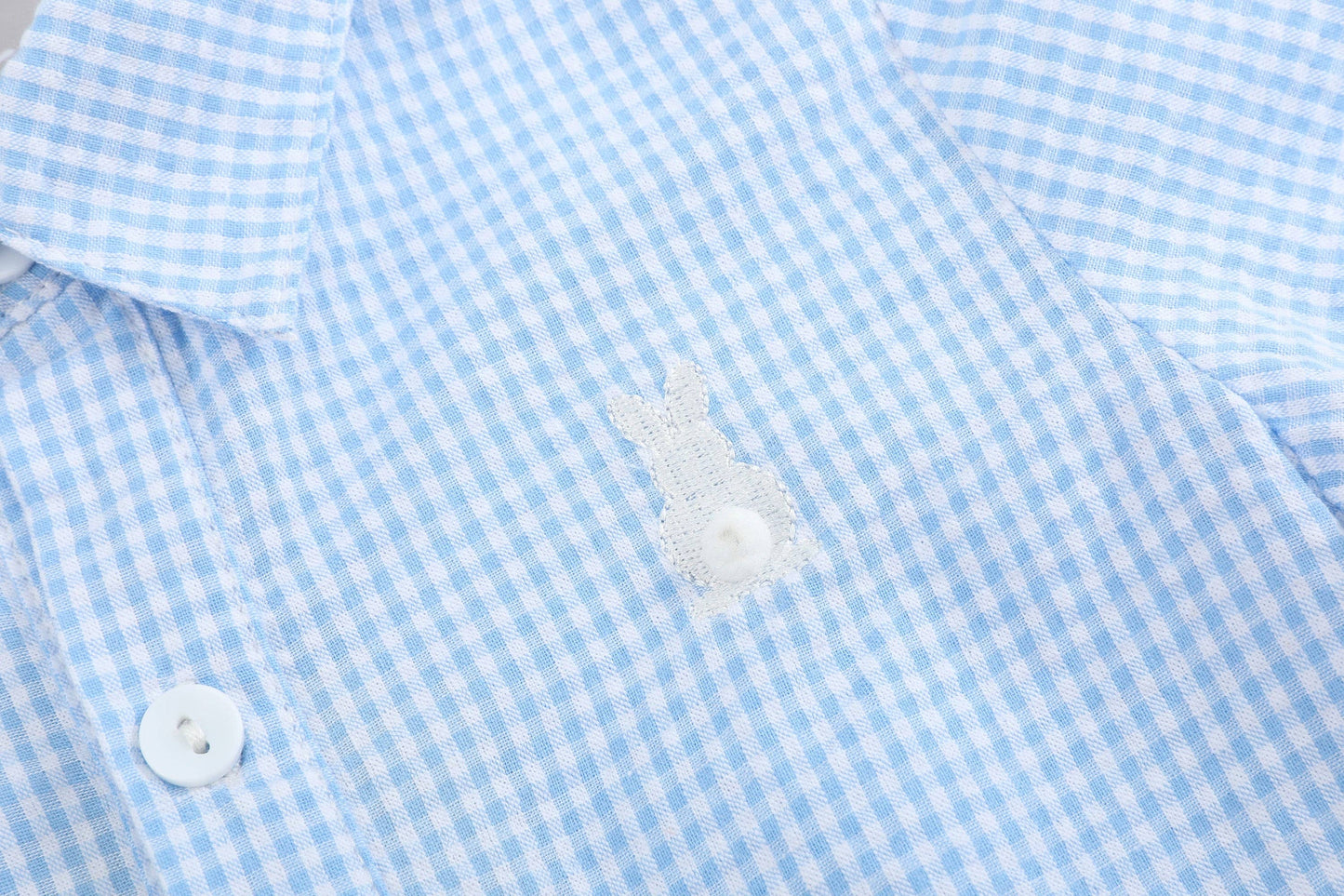 Blue Gingham Easter Bunny Dress Shirt
