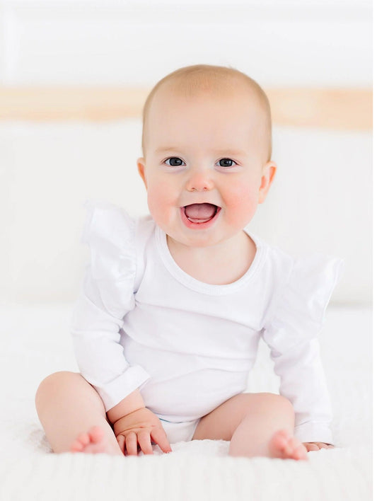 White L/S Flutter Bodysuit