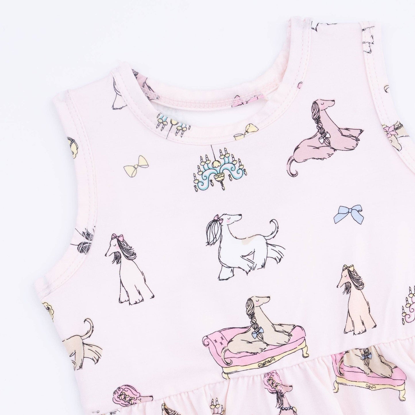 Fancy Hounds with Bows - Peplum Tank Top and Bike Short Set