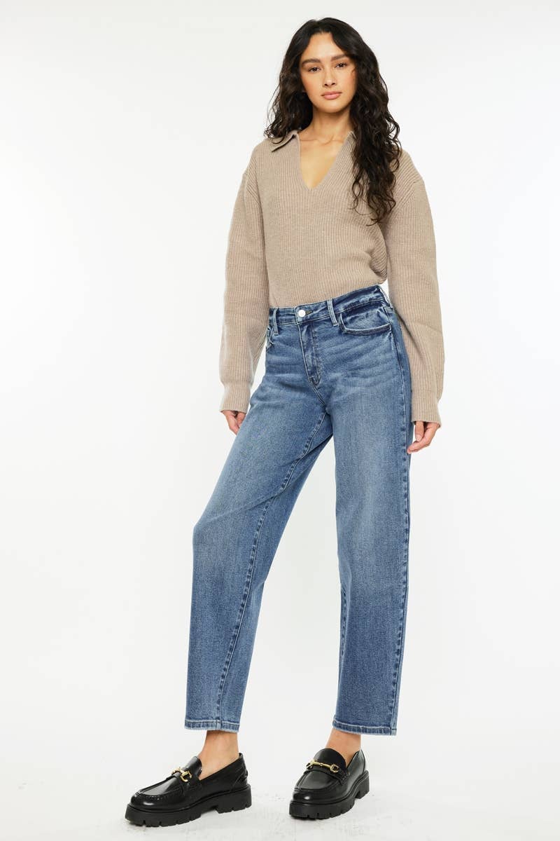 HIGH RISE BARREL FIT JEANS