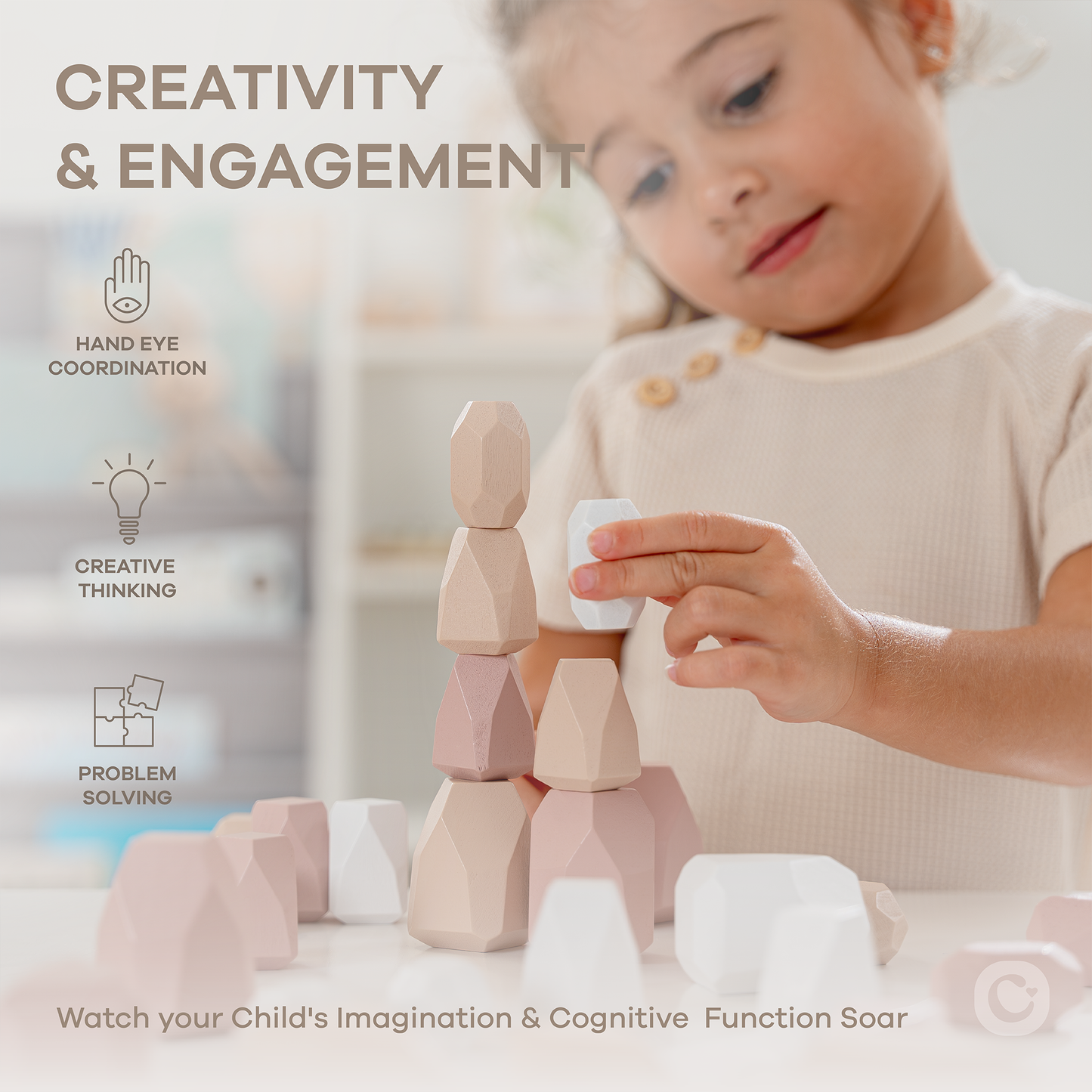Stacking Blocks for Toddlers by Comfy Cubs in Blue or Pink