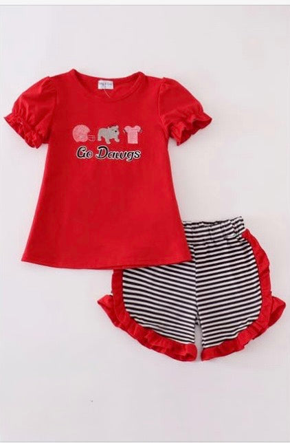 Girls' "Go Dawgs" Red Ruffle Outfit