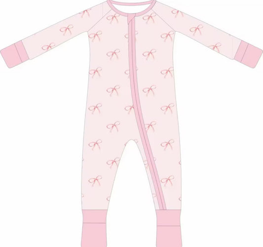 Pink Bow Convertible Zip Romper