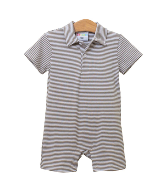 Michael Polo Romper- Beige Stripe