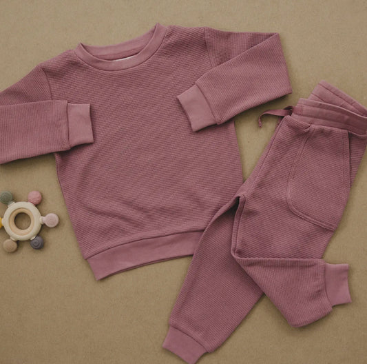 Mauve Organic Waffle Jogger Set