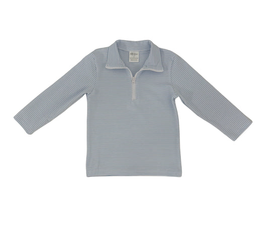 Blue and White Stripe Quarter Zip Pullover