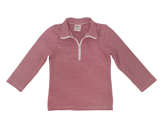 Red and White Stripe Quarter Zip Pullover