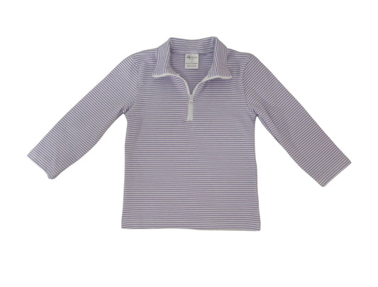 Purple and White Stripe Quarter Zip Pullover