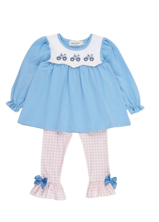 Farm Days Tractor Ruffle Embroidered Outfit