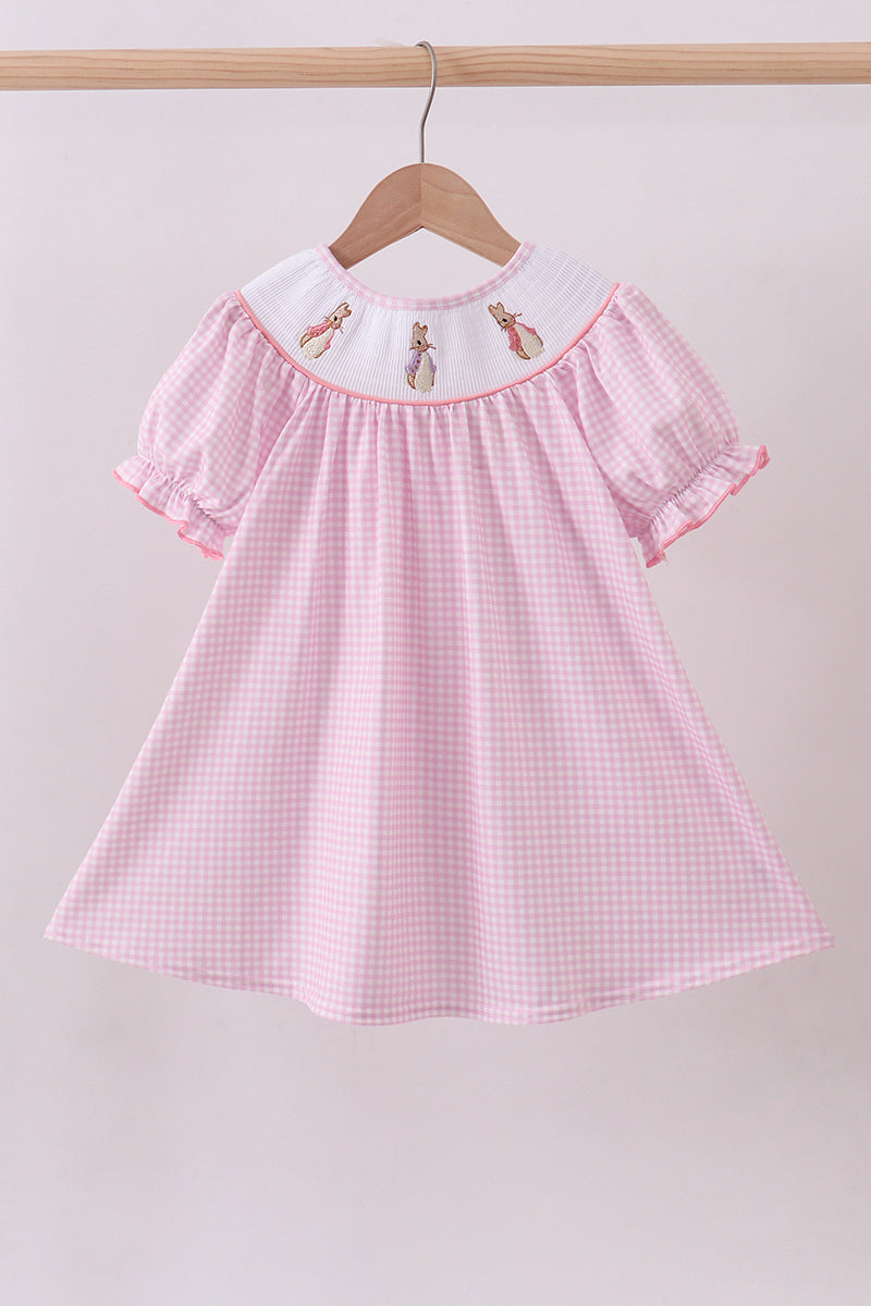 Pink Bunny Embroidered Dress