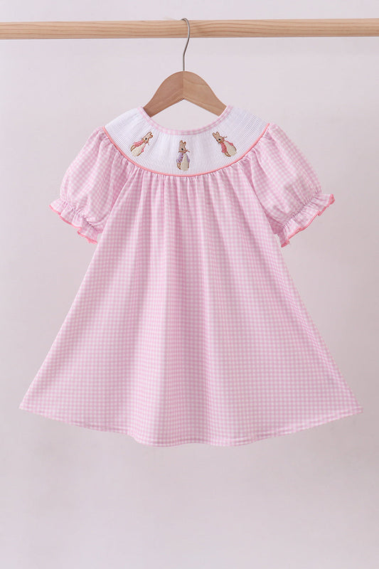 Pink Bunny Embroidered Dress