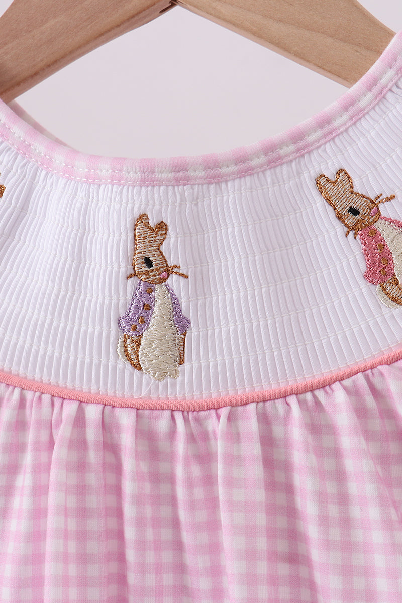Pink Bunny Embroidered Dress