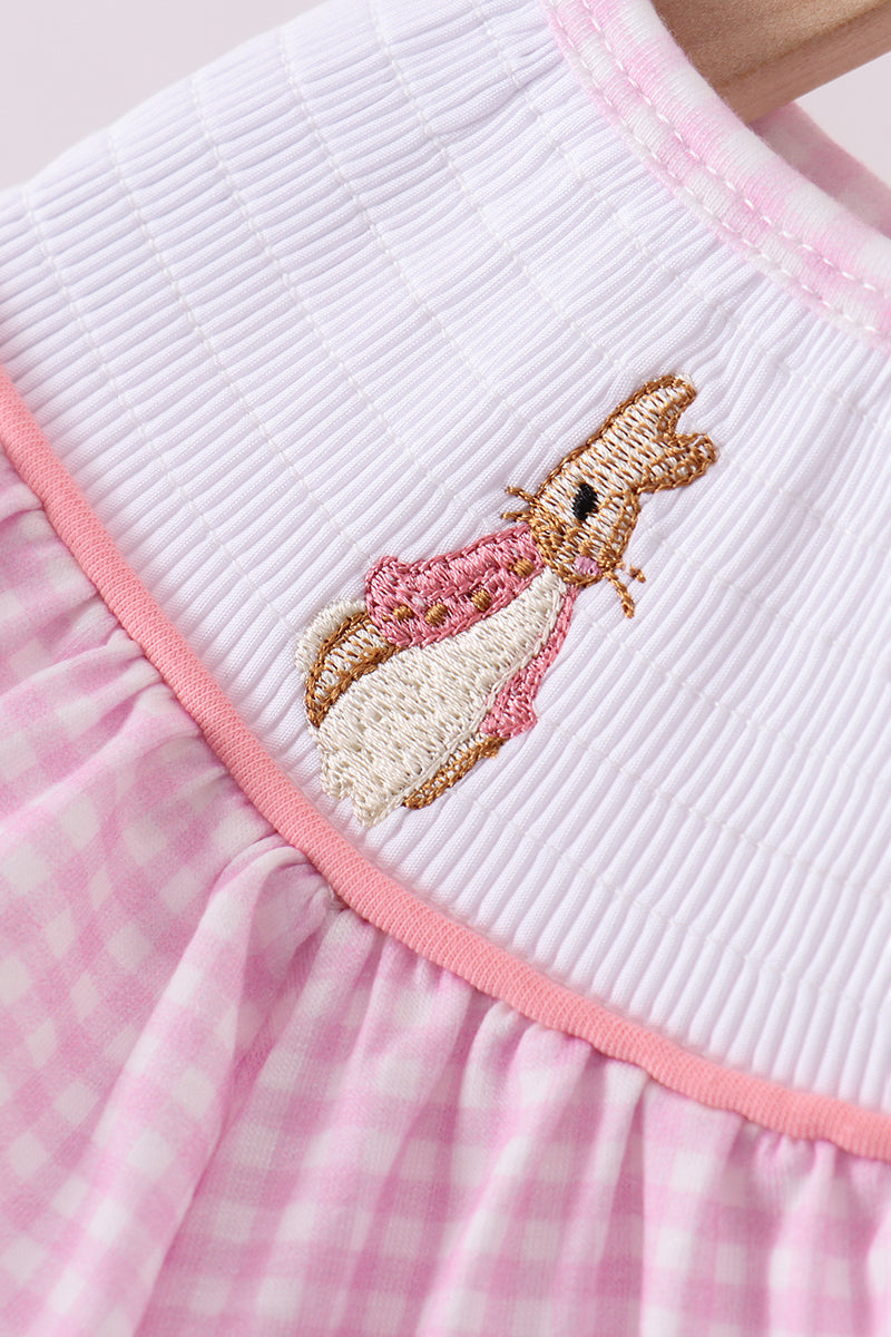 Pink Bunny Embroidery Short Set