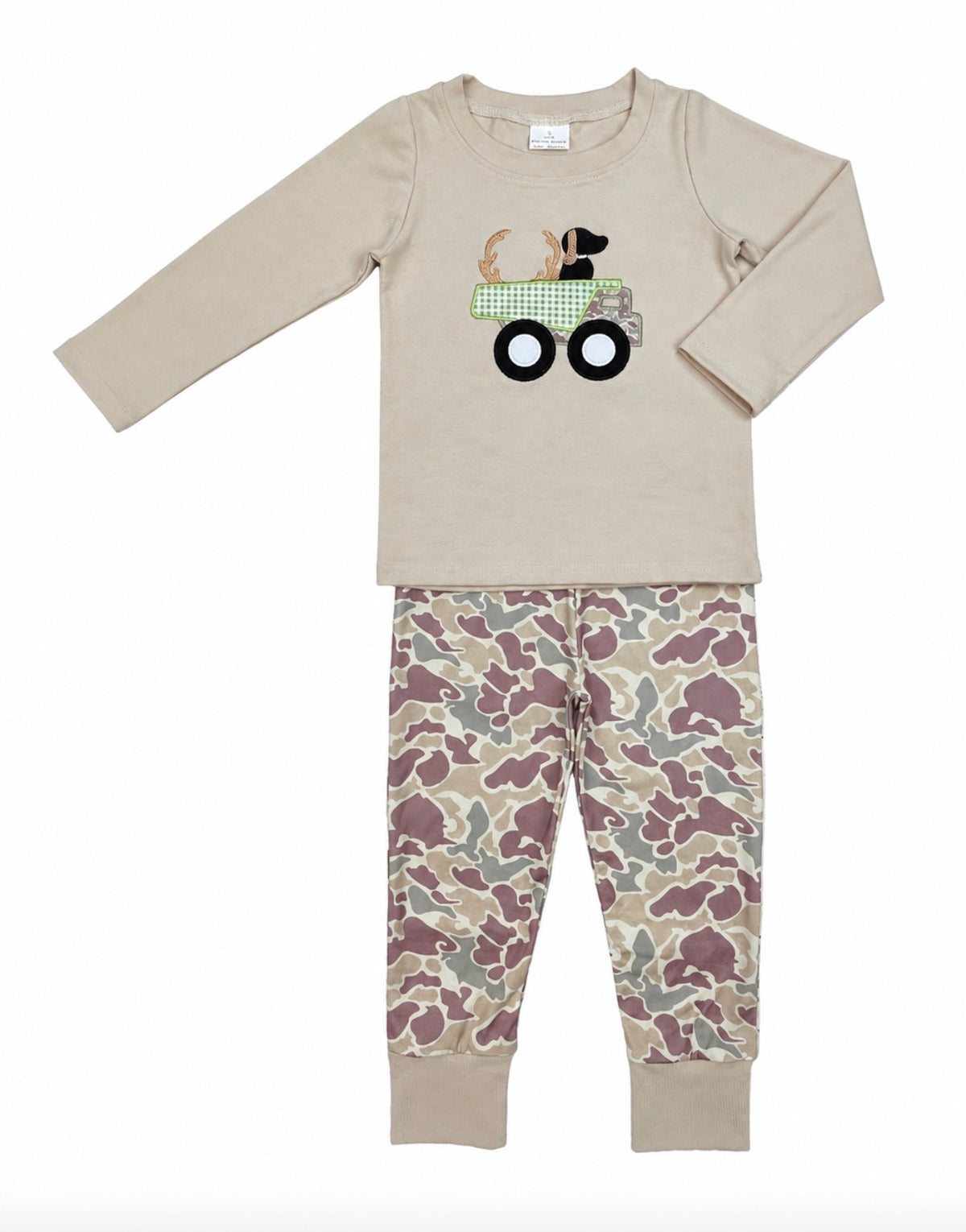 Dog Appliqué Camouflage Pants Set