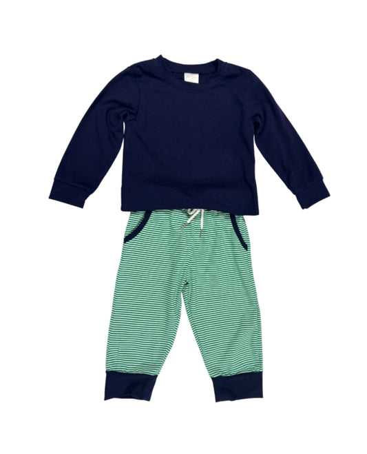 Navy and Green Jogger Set