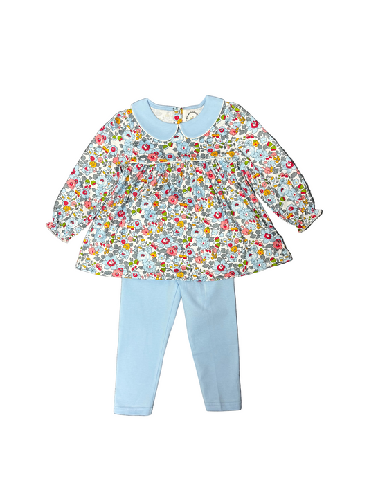 Blue Floral Top and Legging Set