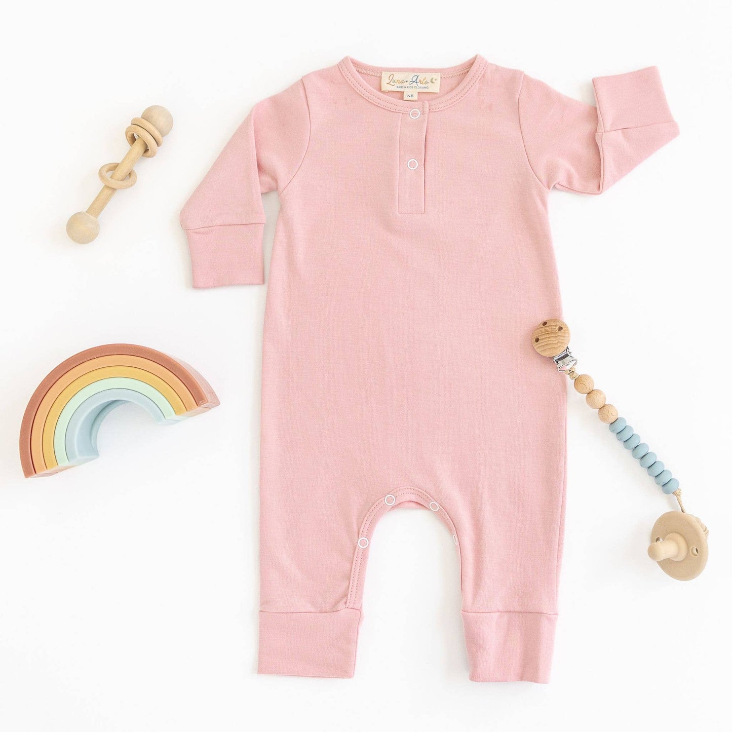 Luna & Arlo Basics Playsuit - Dusty Rose