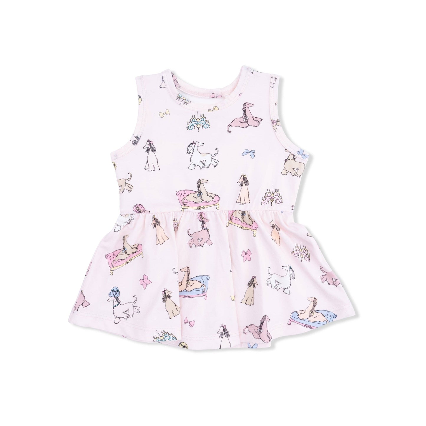 Fancy Hounds with Bows - Peplum Tank Top and Bike Short Set