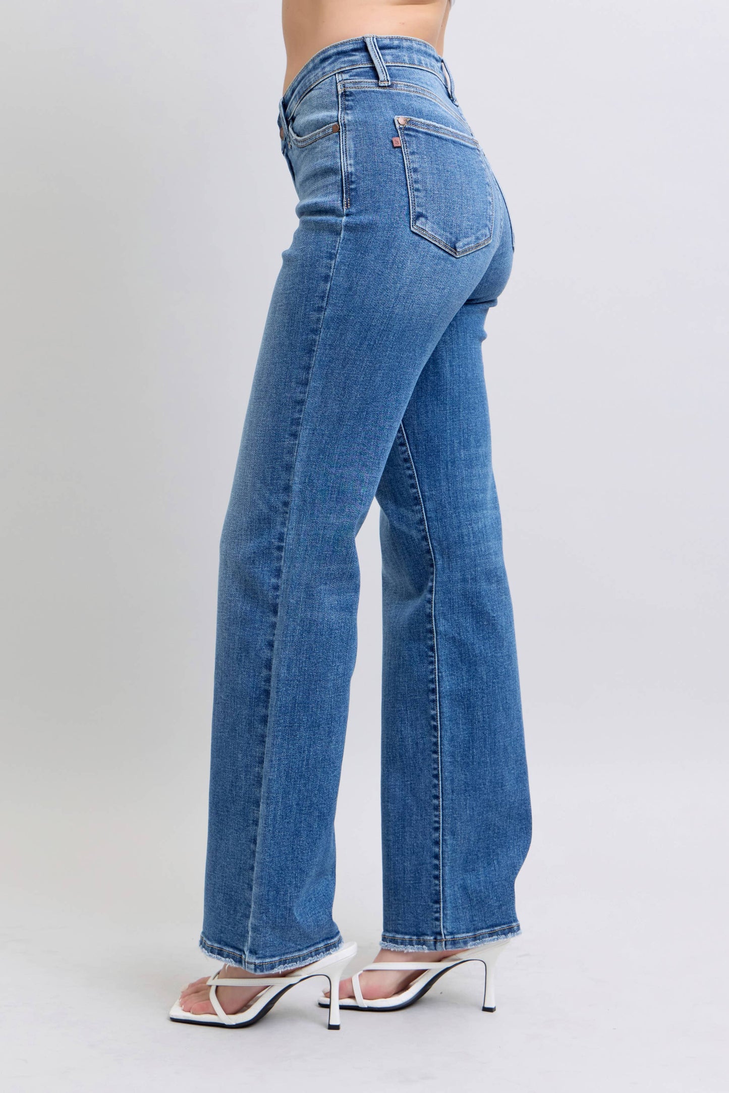 High Waisted V-Front WB Vintage Wash Straight Fit