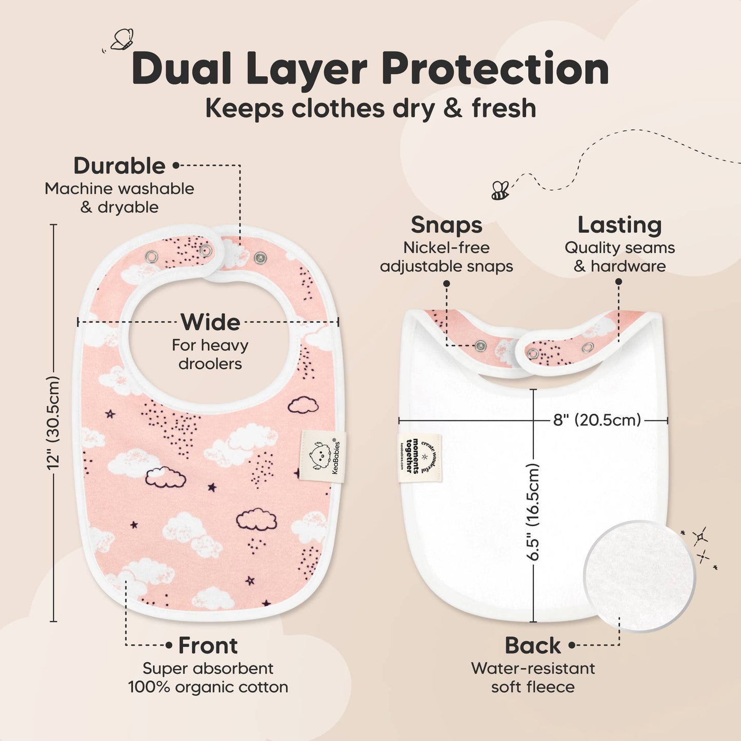 8-pack Urban Drool Bibs for Teething Baby Girls