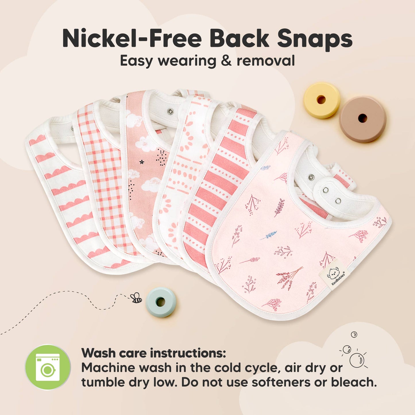 8-pack Urban Drool Bibs for Teething Baby Girls