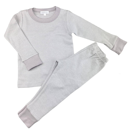 Essentials Mini Stripes Silver Long Pajamas