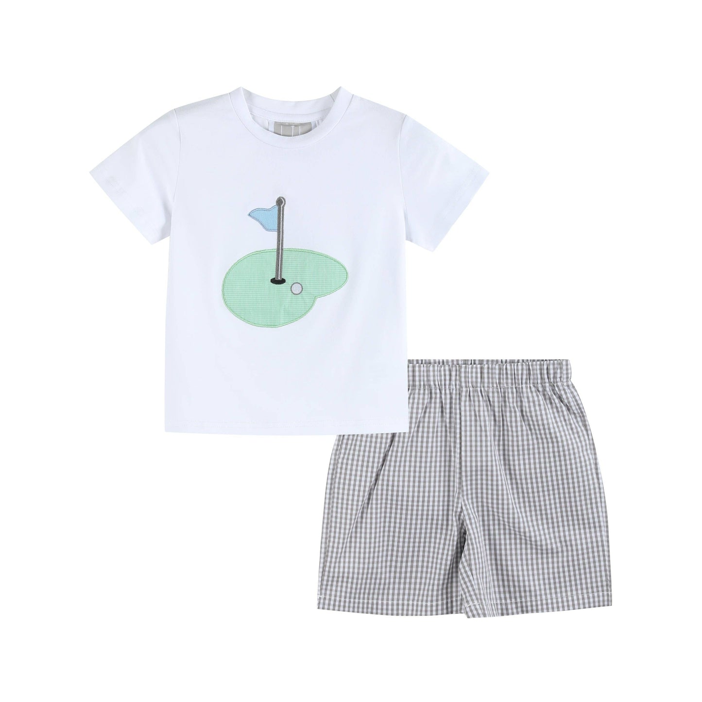 Gray Gingham Golf Tee and Shorts Set